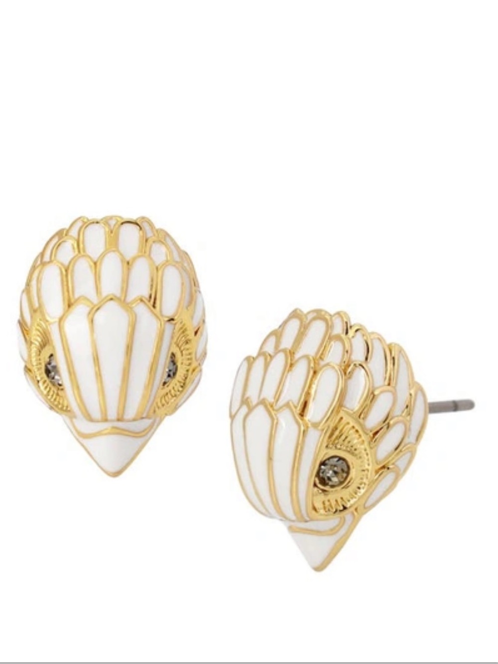 Kurt Geiger Gold Tone White Enamel Eagle Stud Post Earrings $58 NWT